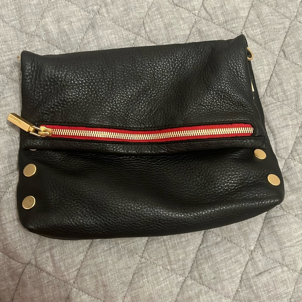 Hammitt VIP Small Black Bag- Black/Brushed Gold Red Zip